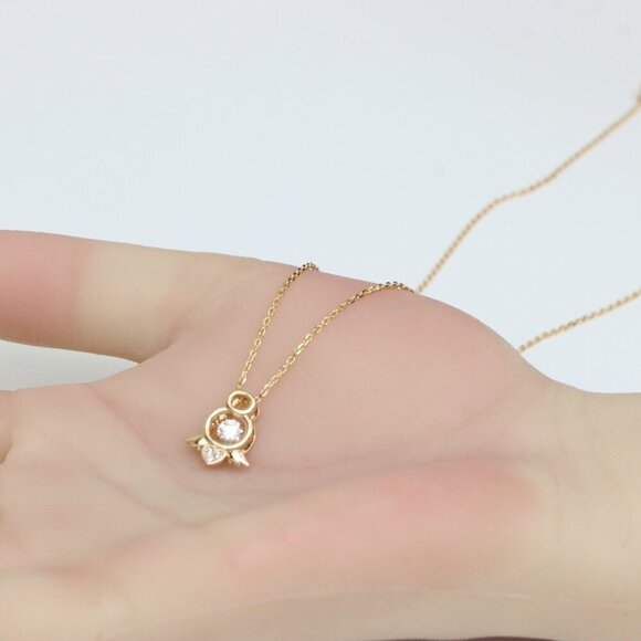 Angel Charm Rose Gold Necklace with Sparkling Centerpiece, XPNL0230 - Picture 3 of 13